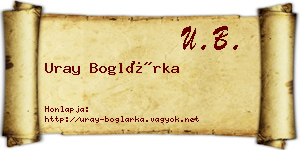 Uray Boglárka névjegykártya